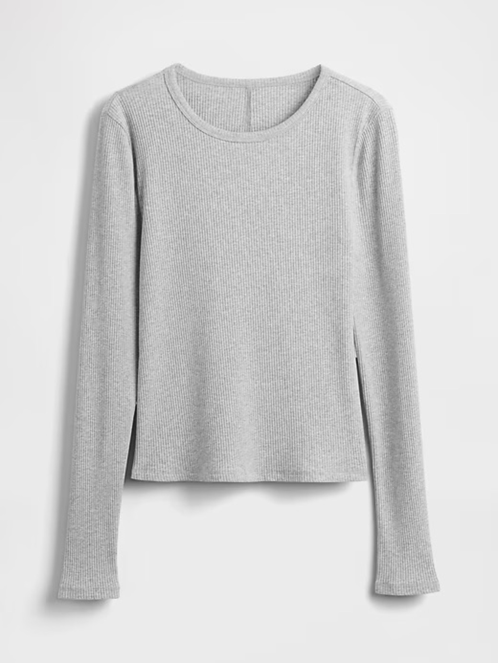 Gap Modern Compact Rib Crop T-Shirt, Light heather grey, size M